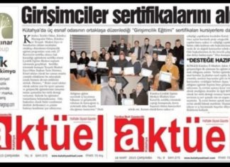 KÜTAHYA AKTÜEL GAZETESİNDE YAYINLANAN GİRİŞİMCİLİK HABERİMİZ