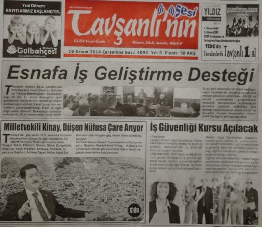 TAVŞANLININ SESİ GAZETESİNDE DUYURULARIMIZA YER VERİLMİŞTİR.